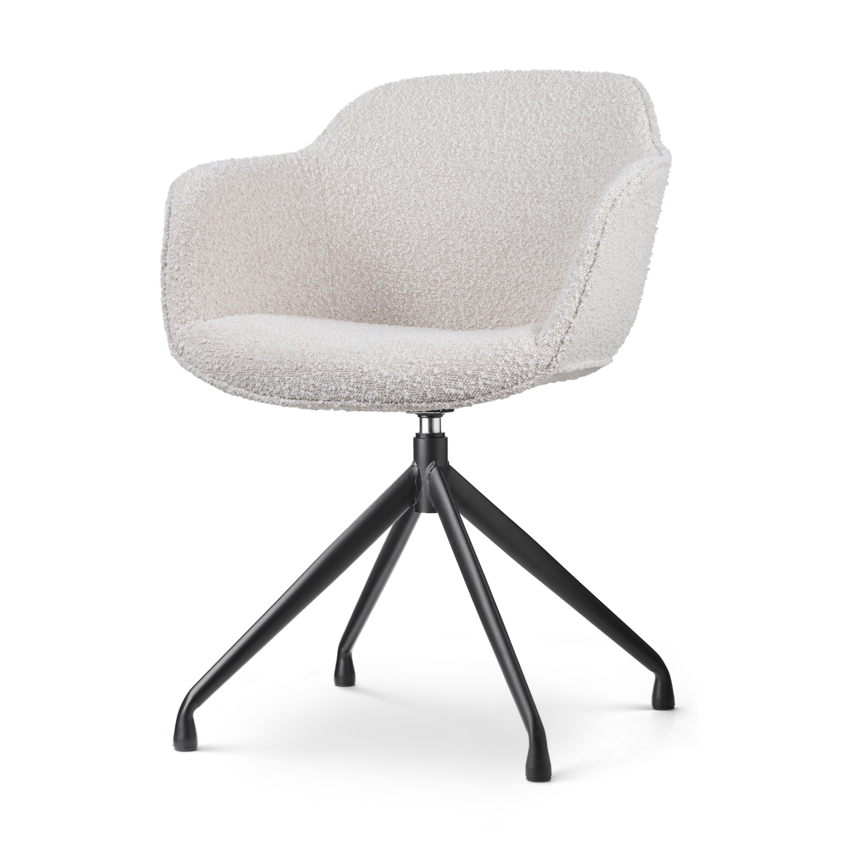 Nolon Nola-Mare Draaibare Eetkamerstoel Bouclé Beige - Zwarte Poten
