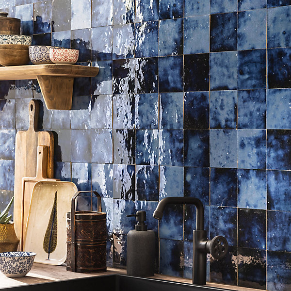 Carrelage Zellige Marocain Bleu Magique 10x10 cm (vendu par 1 m²) - RO'MA NATURE