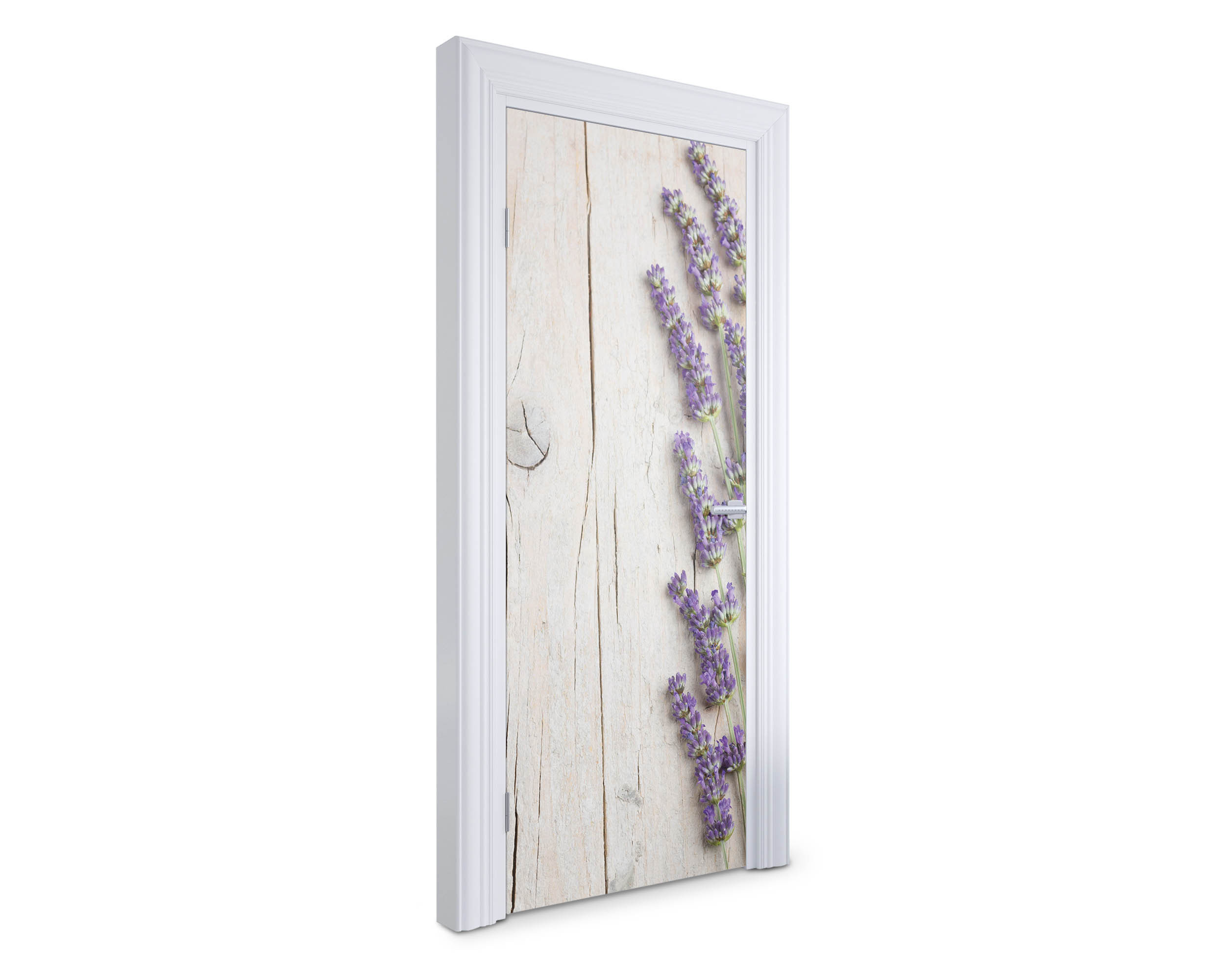 Naklejka na drzwi Lawenda na drewnie 75x205 cm Fototapeta