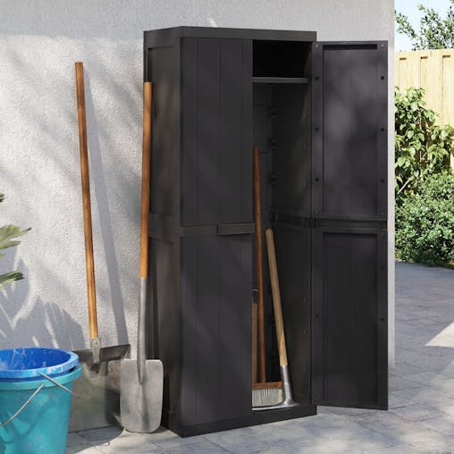 NNEVL Outdoor Storage Cabinet Black 65x37x165 cm PP