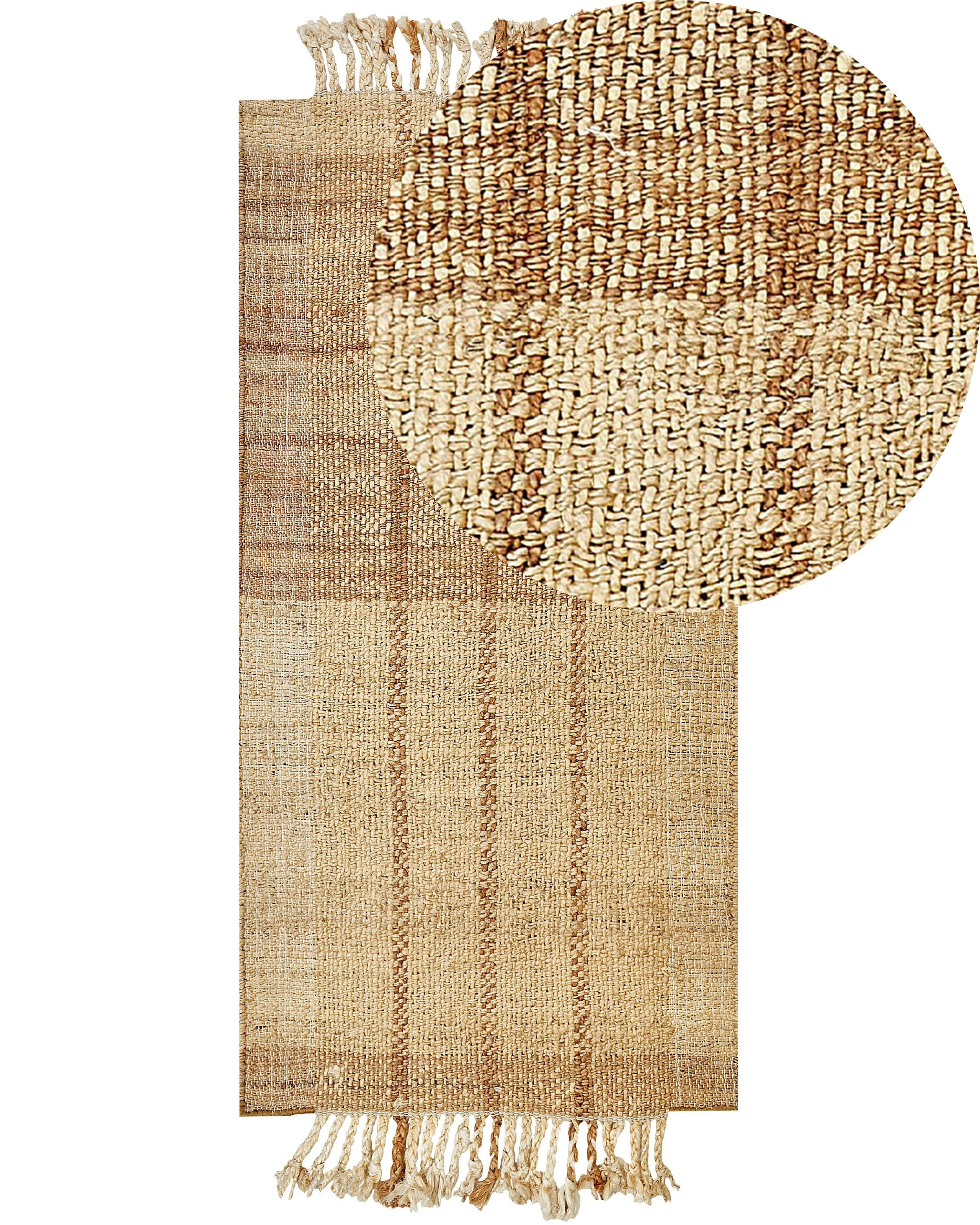 Dywan chodnik juta frędzle 80x150 cmbeżowy