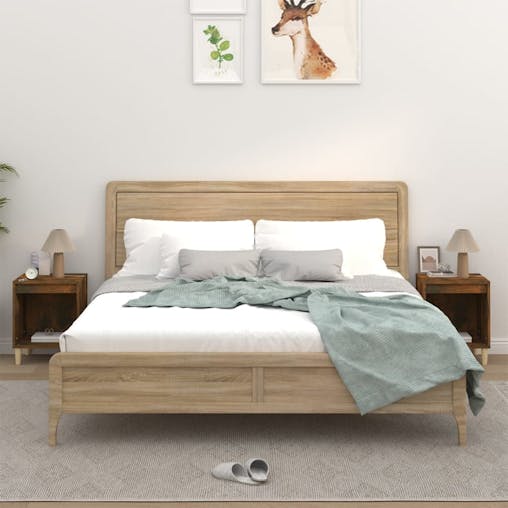 NNEVL Bedside Cabinets 2 pcs Smoked Oak 40x35x50 cm