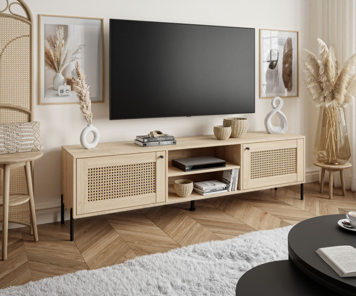 Szafka RTV VIENNA 3D imitacja plecionki - dąb puccini