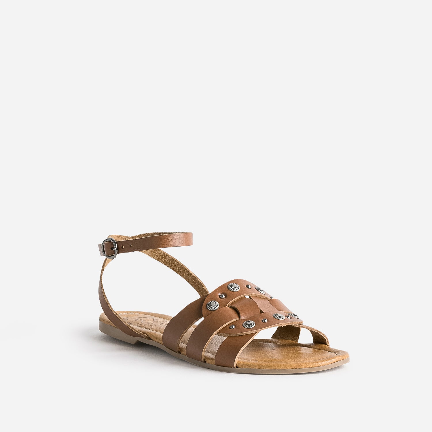 Sandale TEXTO camel éco-conçue en cuir