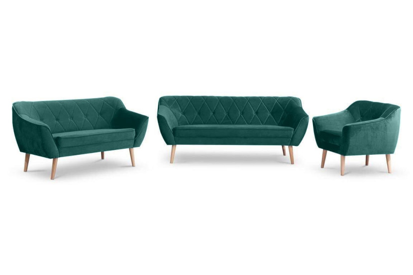 Sofa w stylu skandynawskimCARO 2 / MG2225 butelkowa zieleń