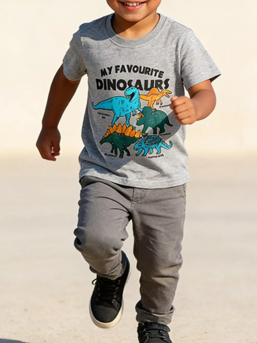 Children's Dinosaur Graphic Round Neck Tee