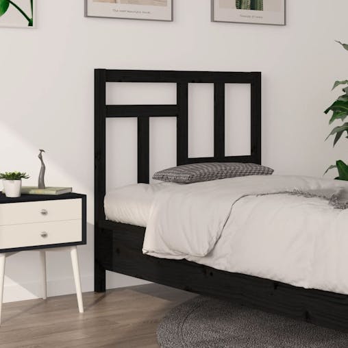 NNEVL Bed Headboard Black 95.5x4x100 cm Solid Wood Pine