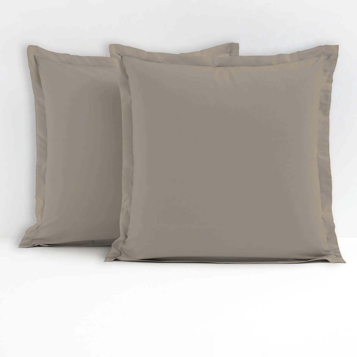- Lot de 2 taies carrées 100% coton - Beige - 63x63 cm