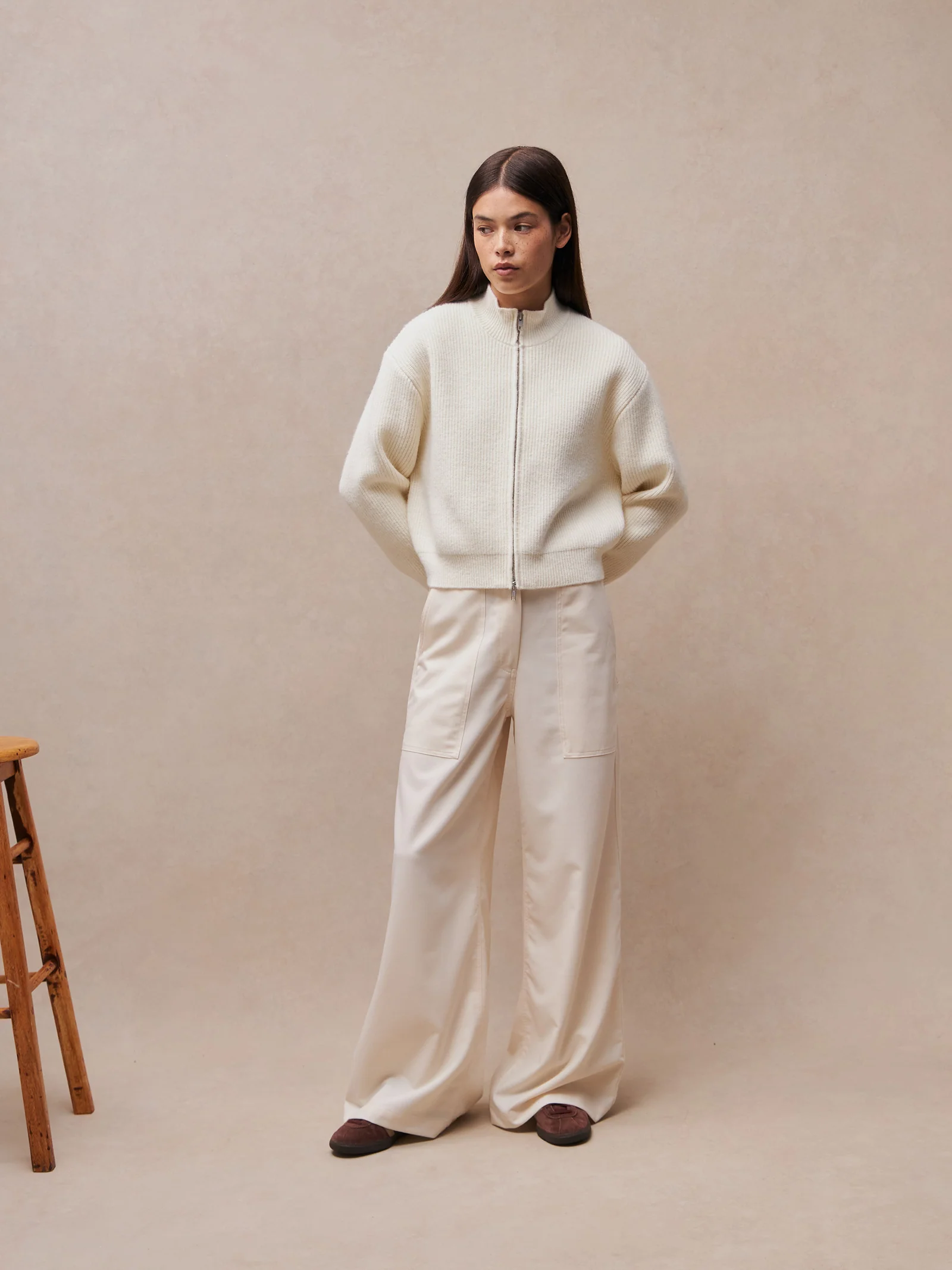 Relaxed Zip Front Knit