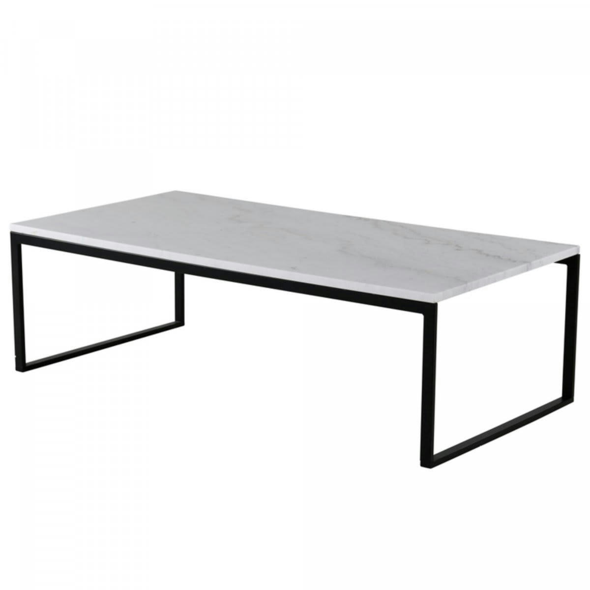 ELISHA - Table basse moderne avec plateau en marbre blanc