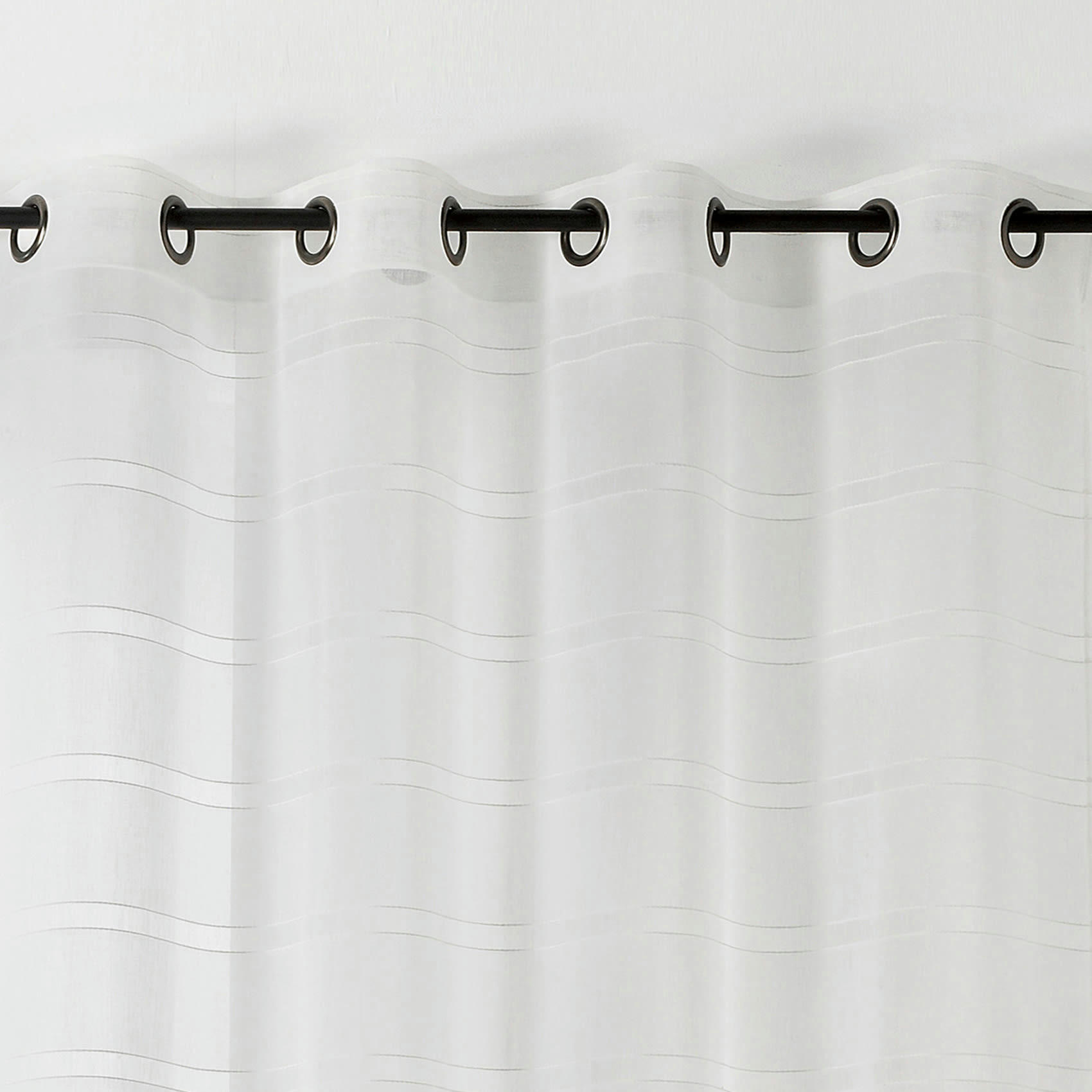 - Voilage rayé et tamisant cordelette polyester ecru 140x250 cm