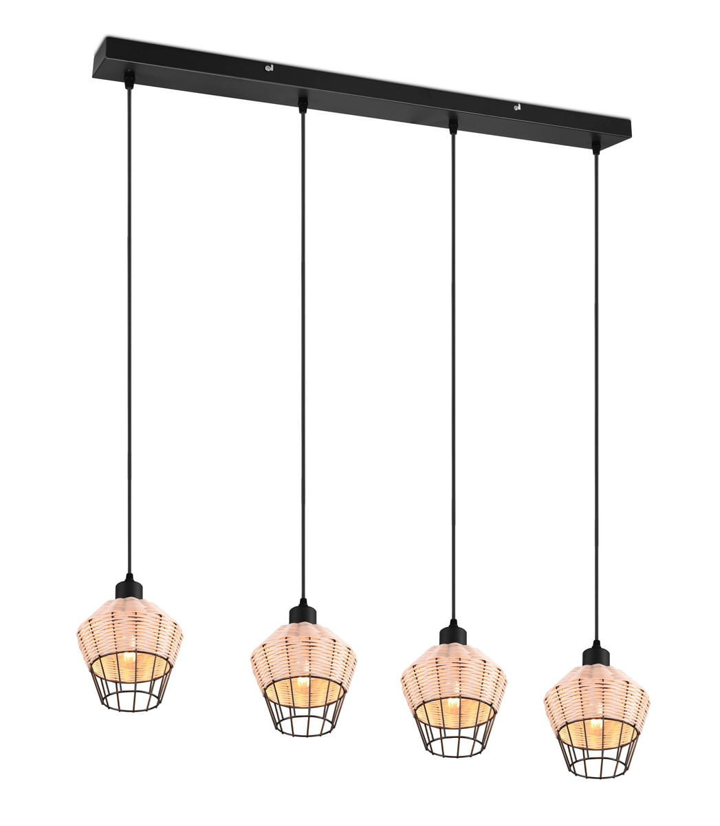 Lampa wisząca brązowo-czarna BORKA 4xE27x40W wym: 150x95x17,5 cm RL