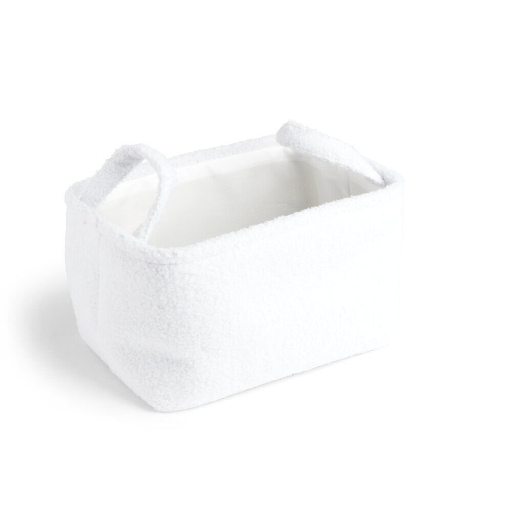 Panière laine bouclée blanche 32x22xH18cm