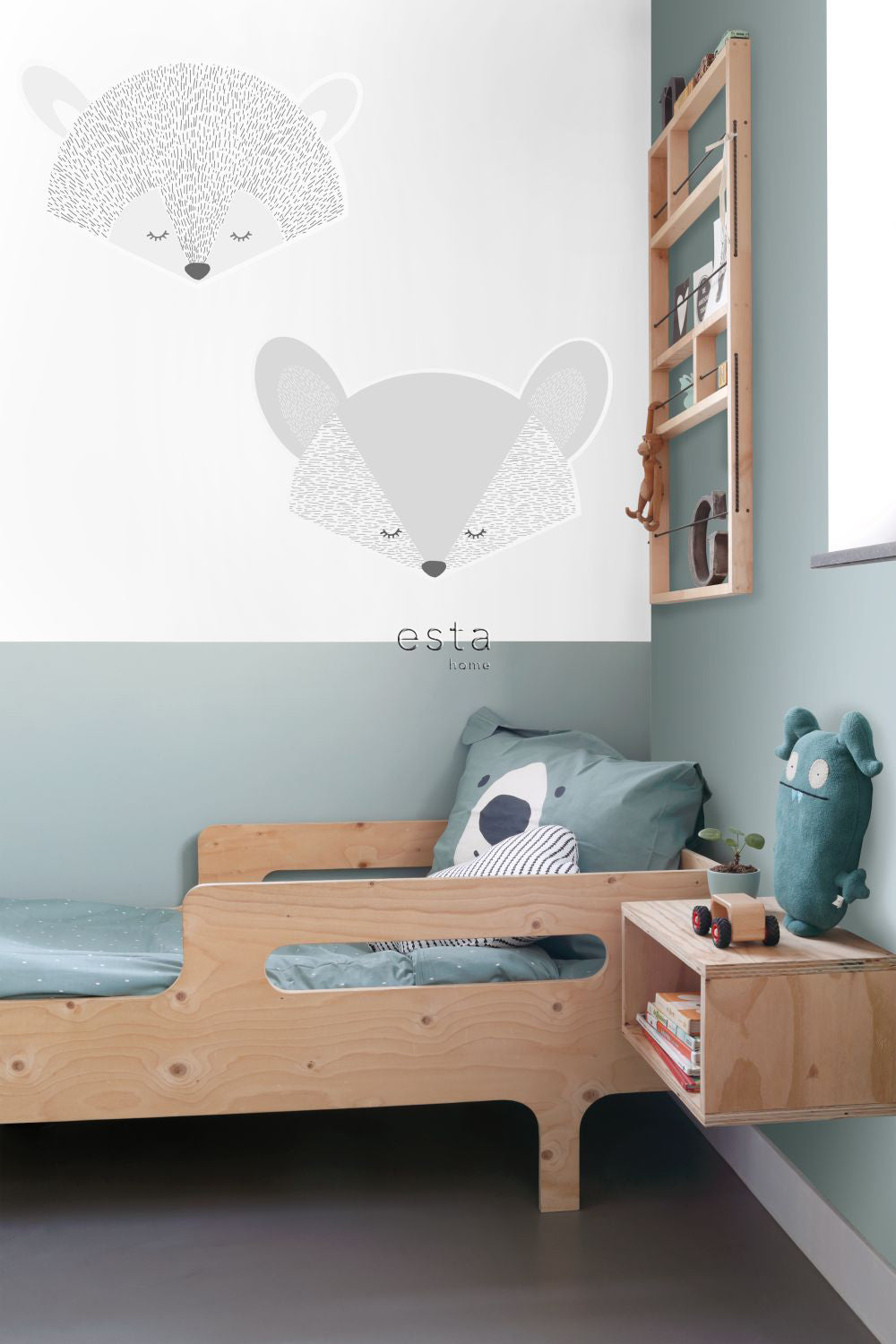 ESTAhome muursticker dierenkoppen lichtgrijs - 70 x 46.5 cm - 158969