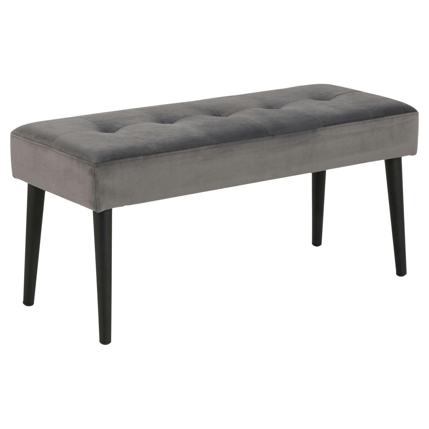 BELLA - Banc 2 placesa en métal et tissus effet velours gris