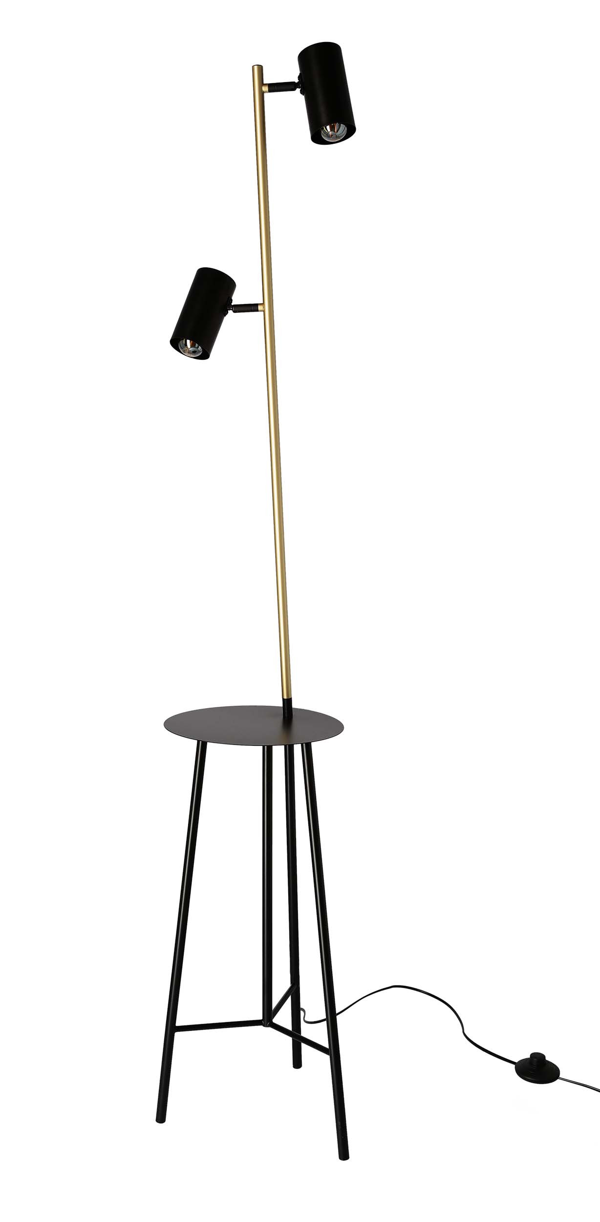 Lampa podłogowa PERRET czarny złoty matowy 2x15w gu10 klosz czarny