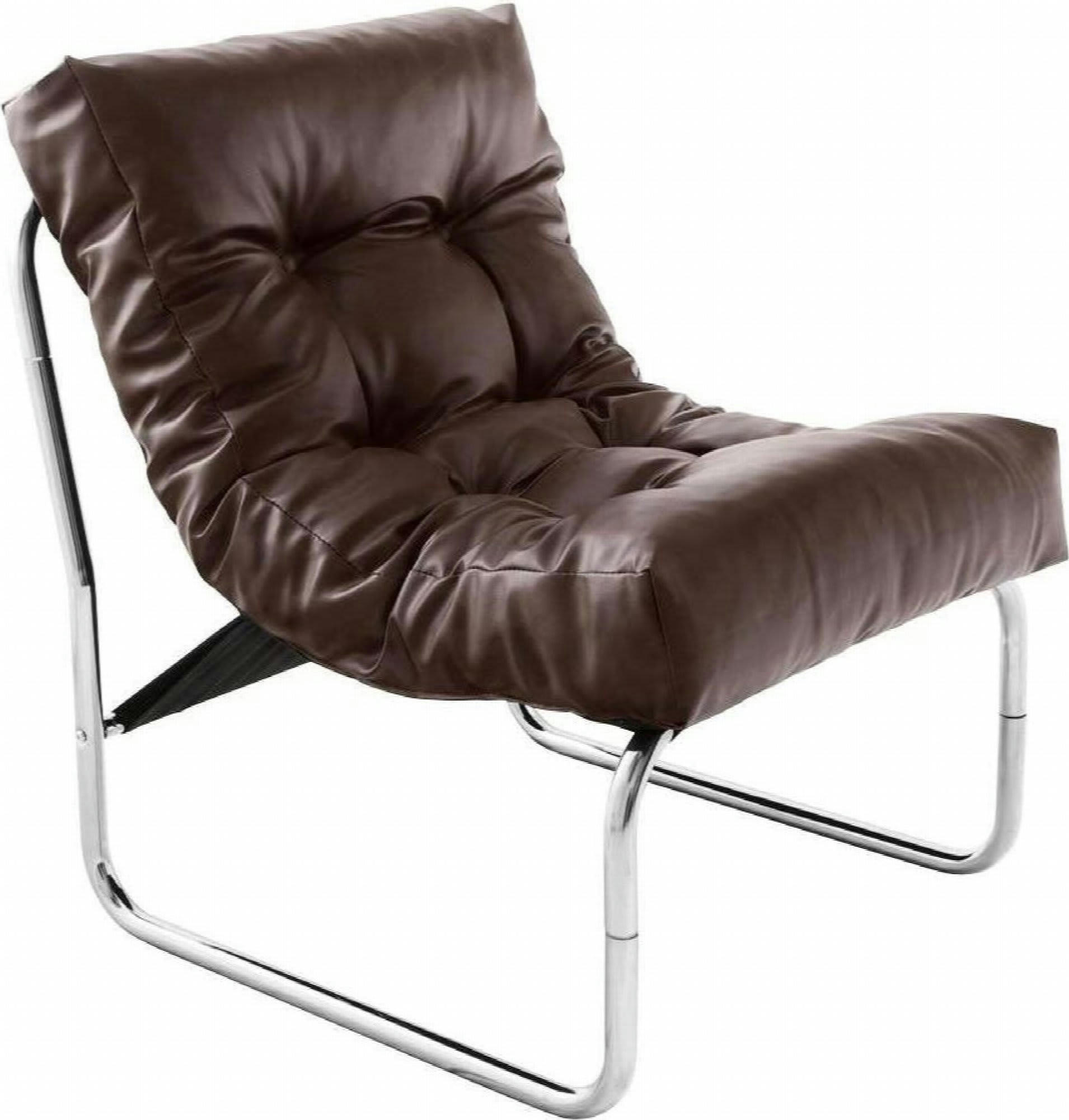 BOUDOIR - Fauteuil Simili Marron H. assise 40 cm rembourré