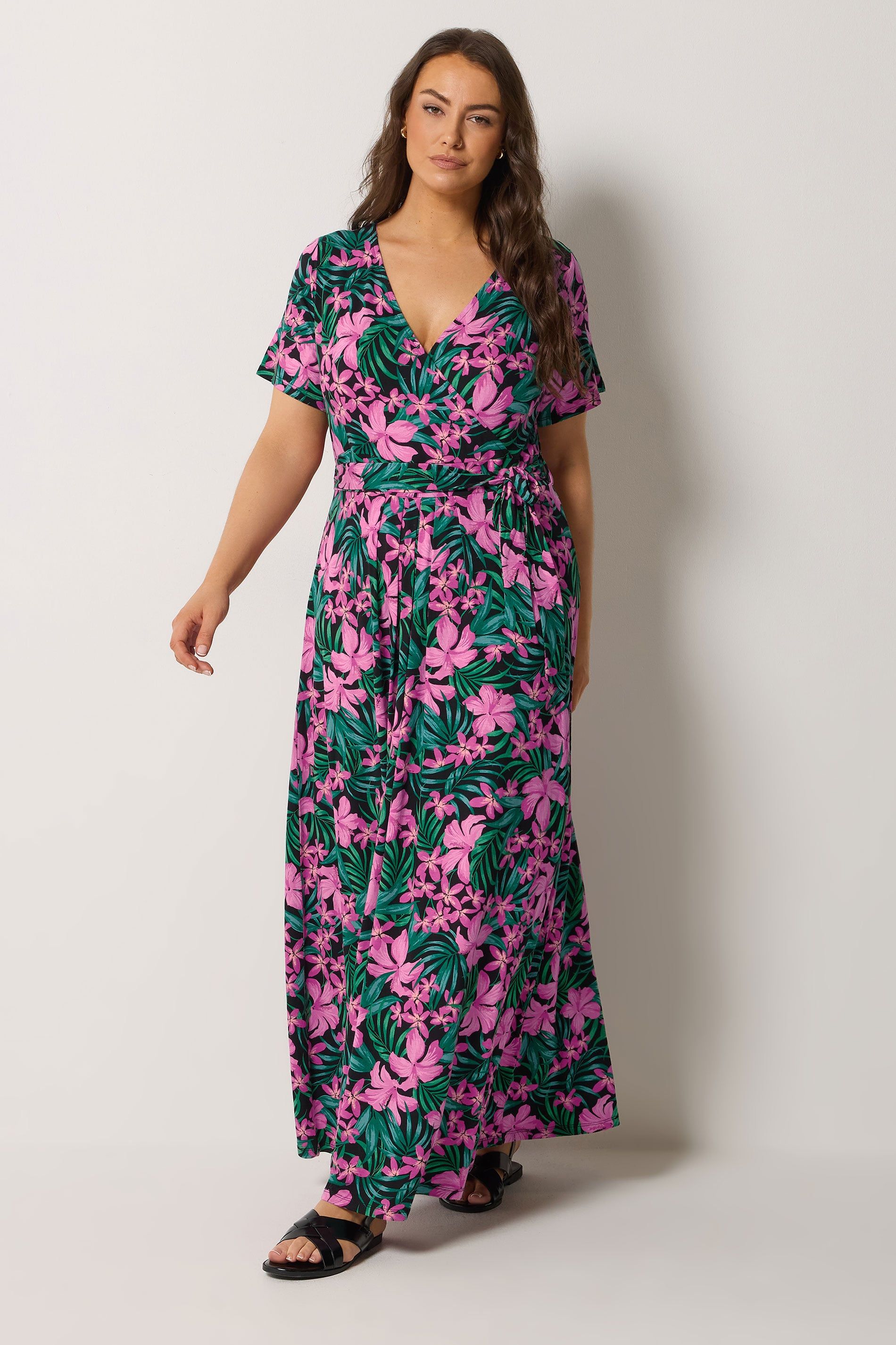 Yours Tropical Wrap Front Dress