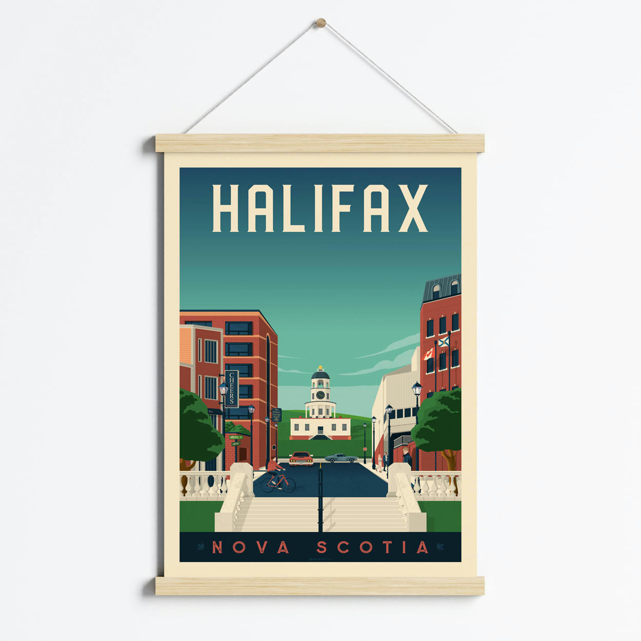 - Affiche Halifax Canada + Cadre Magnétique (Bois) 50x70 cm
