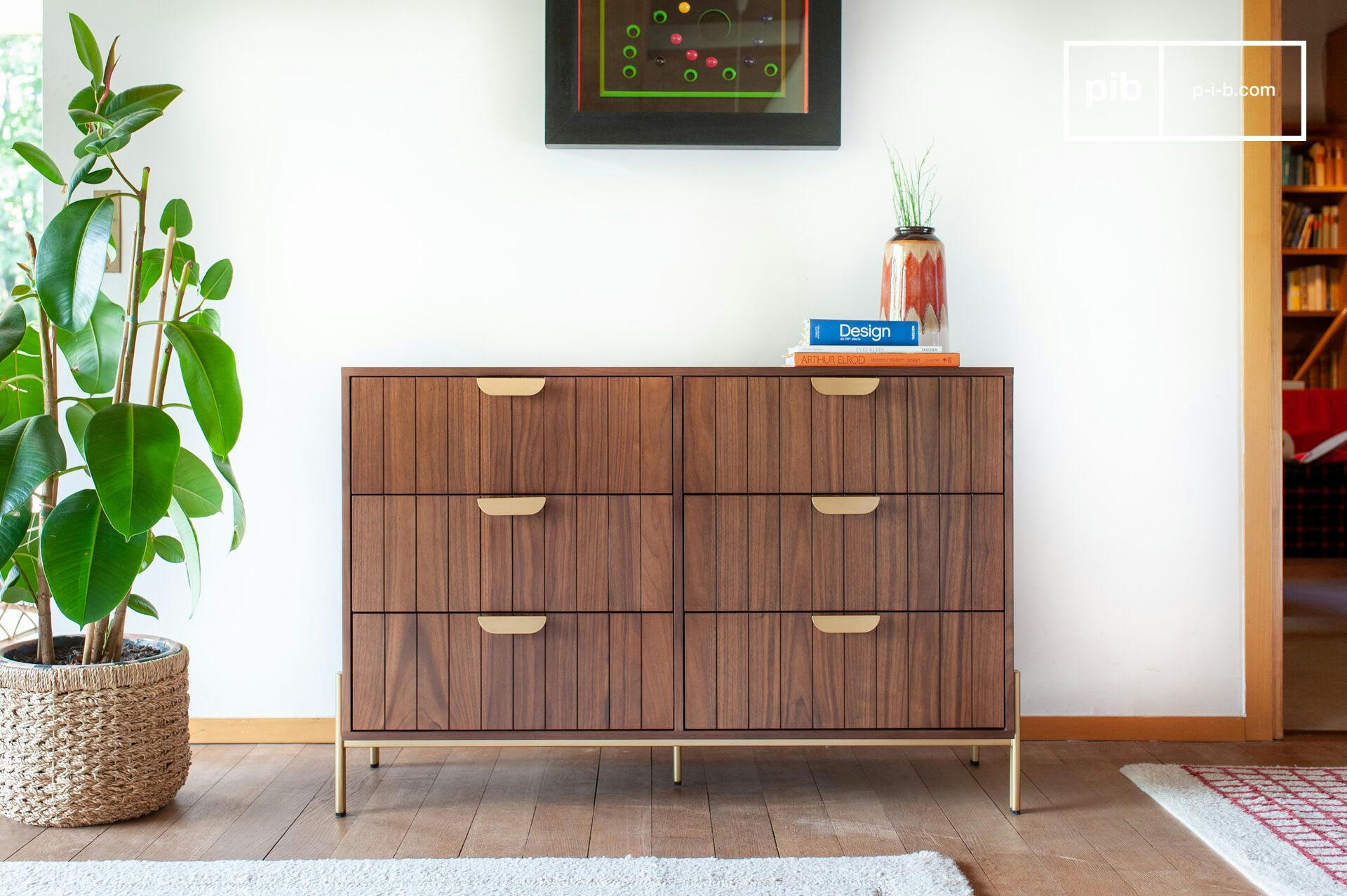 PITEA - Grande commode 6 tiroirs en bois foncé