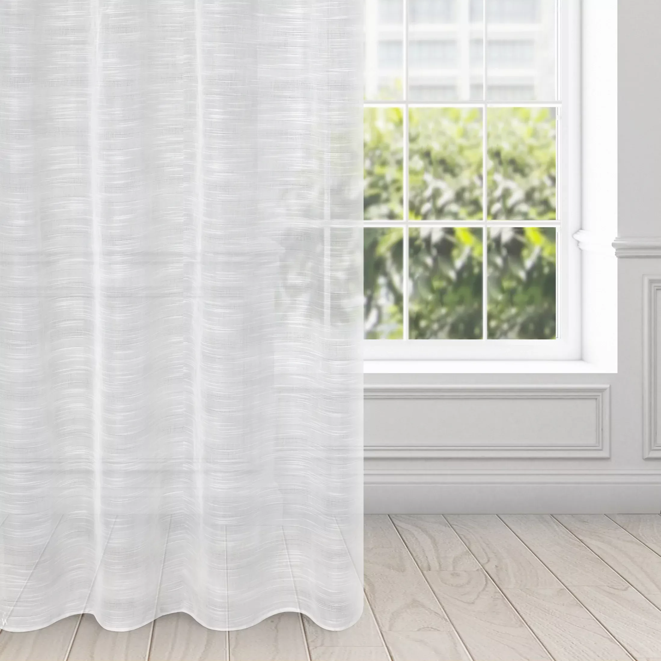 Firana biała z efektem deszczyku półprzezroczysta 140x250 cm przelotka ASTERA