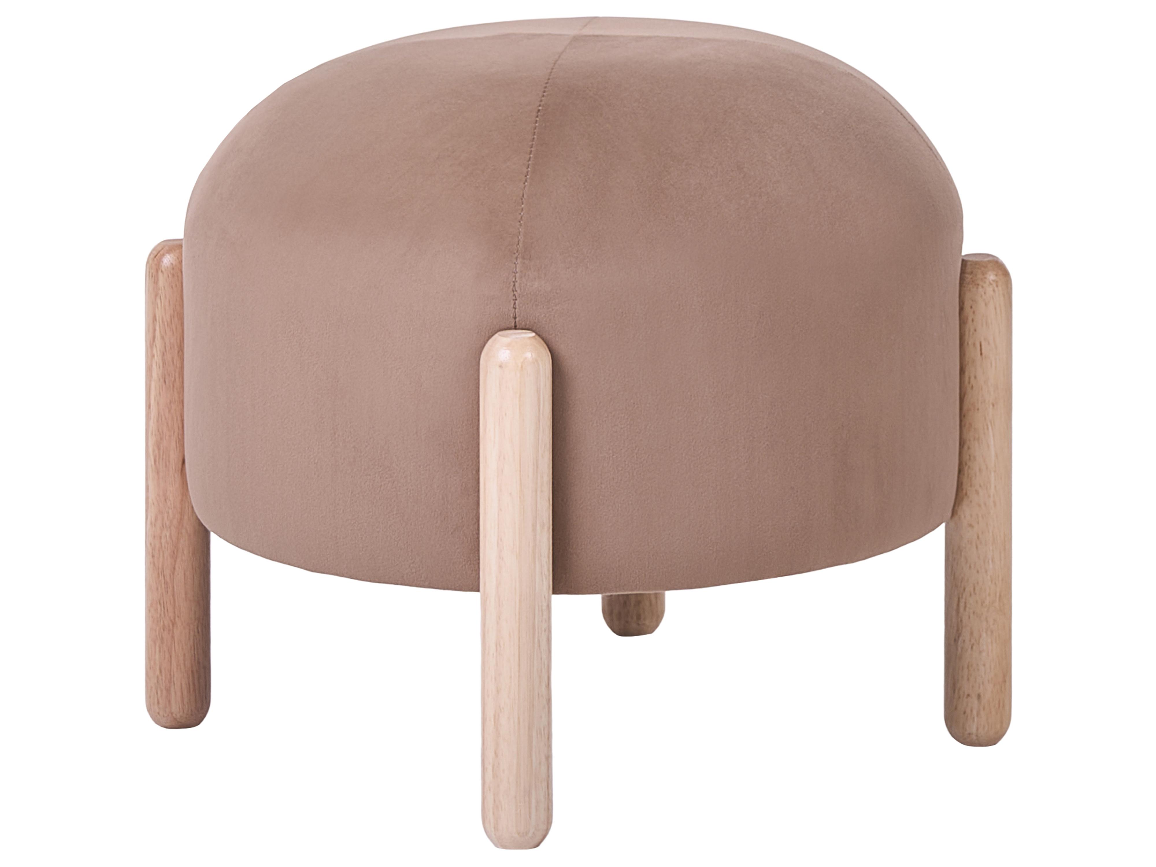 Footstool HELEN Velvet Light Brown