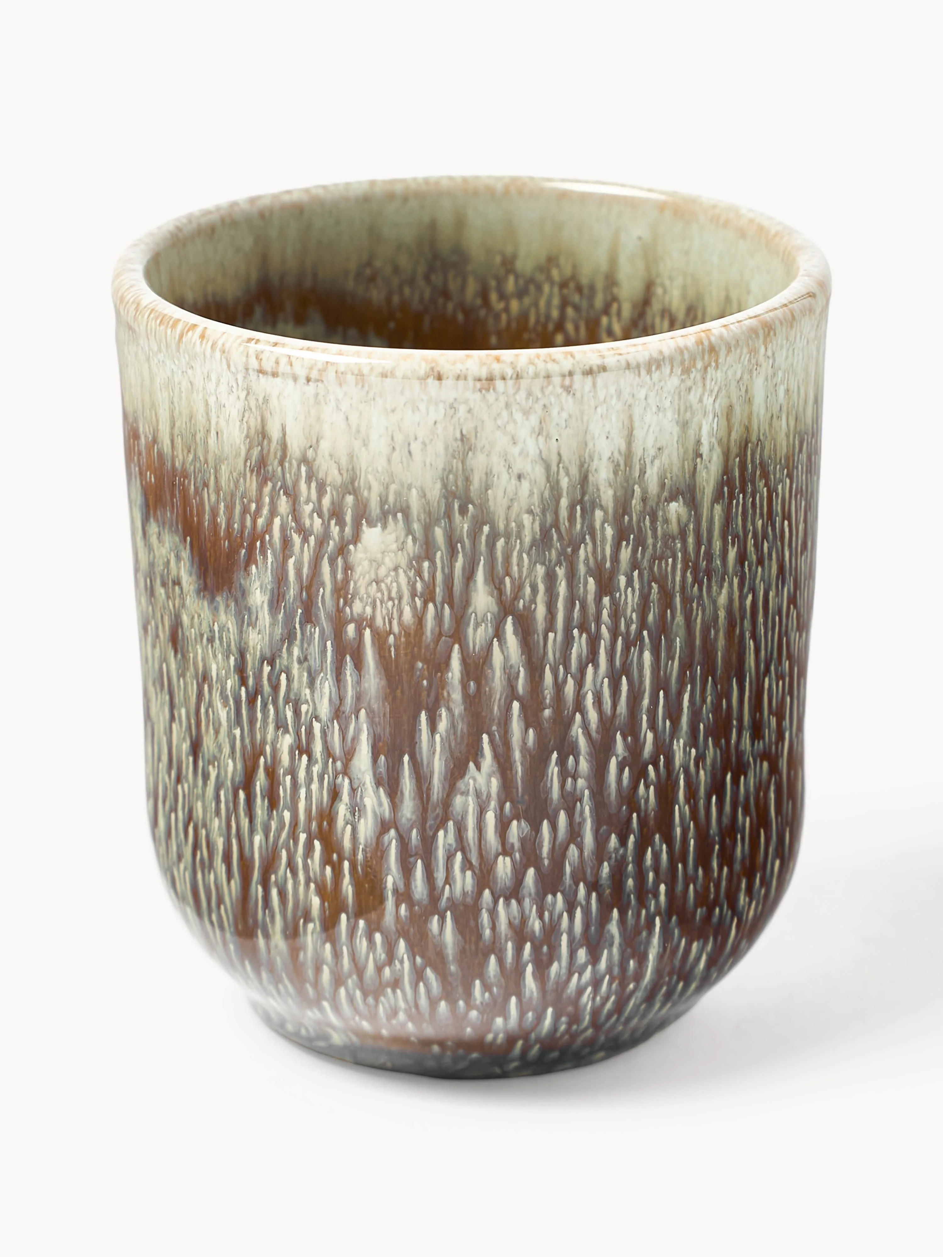 Handgefertigte Becher Danza mit reaktiver Glasur, 4er-Set