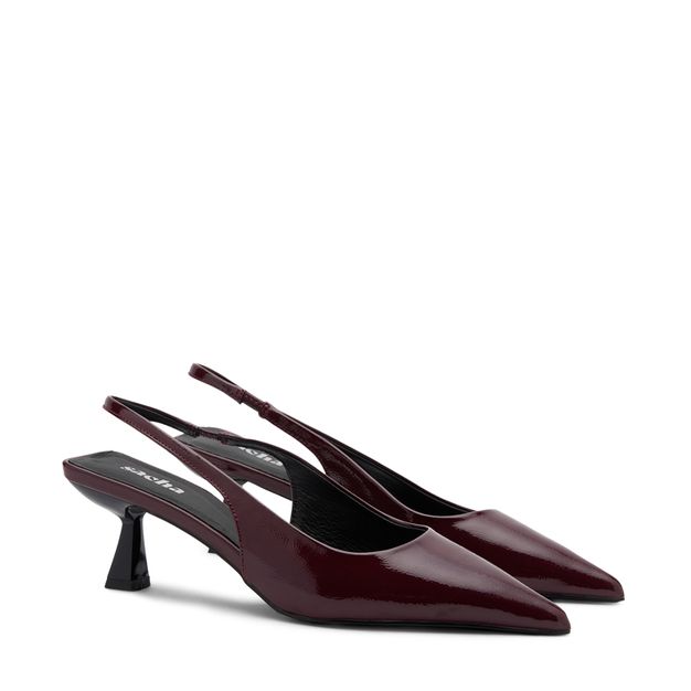 Bordeaux lak slingback pumps