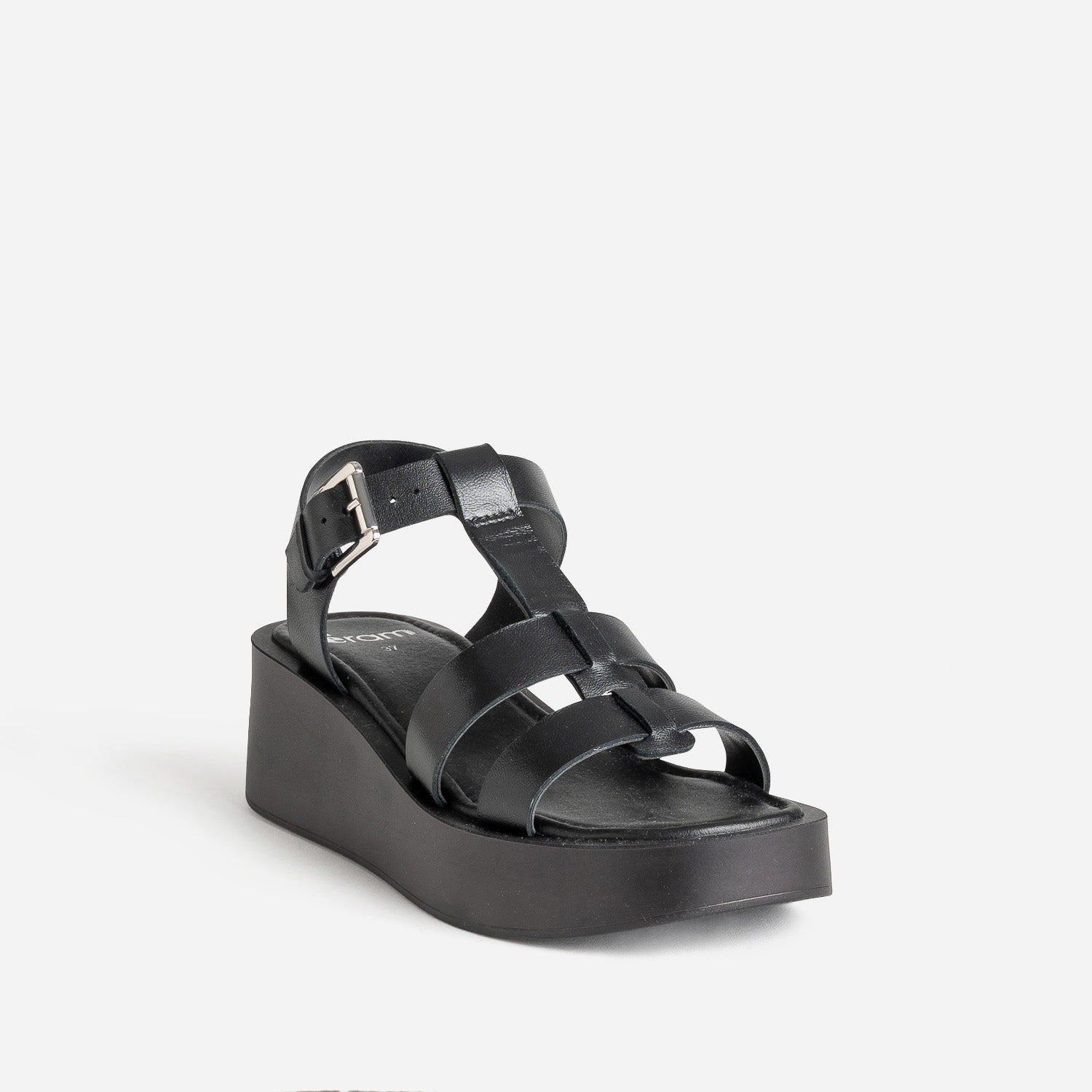 Sandale plateforme noire cuir