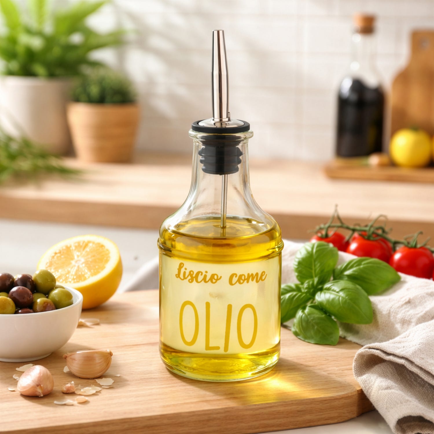Oliera con beccuccio vetro 230 ml Liscio come olio Color Bloom