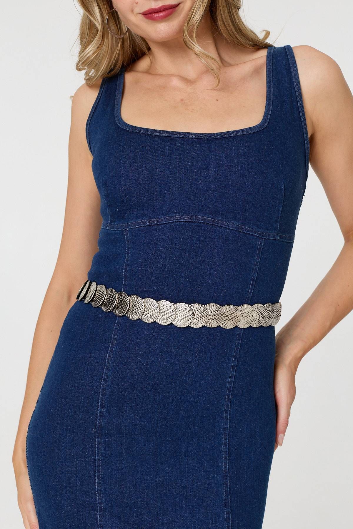 Izabel London Metallic Coin Detail Slim Belt