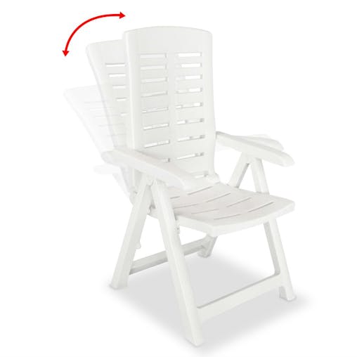 NNEVL Reclining Garden Chairs 4 pcs Plastic White
