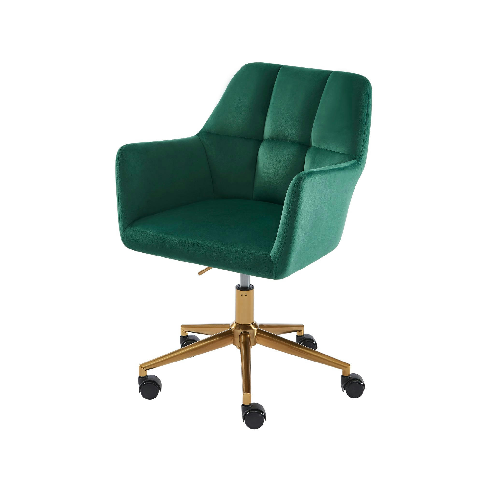 MONACO - Fauteuil de bureau   en velours vert avec pieds dorés
