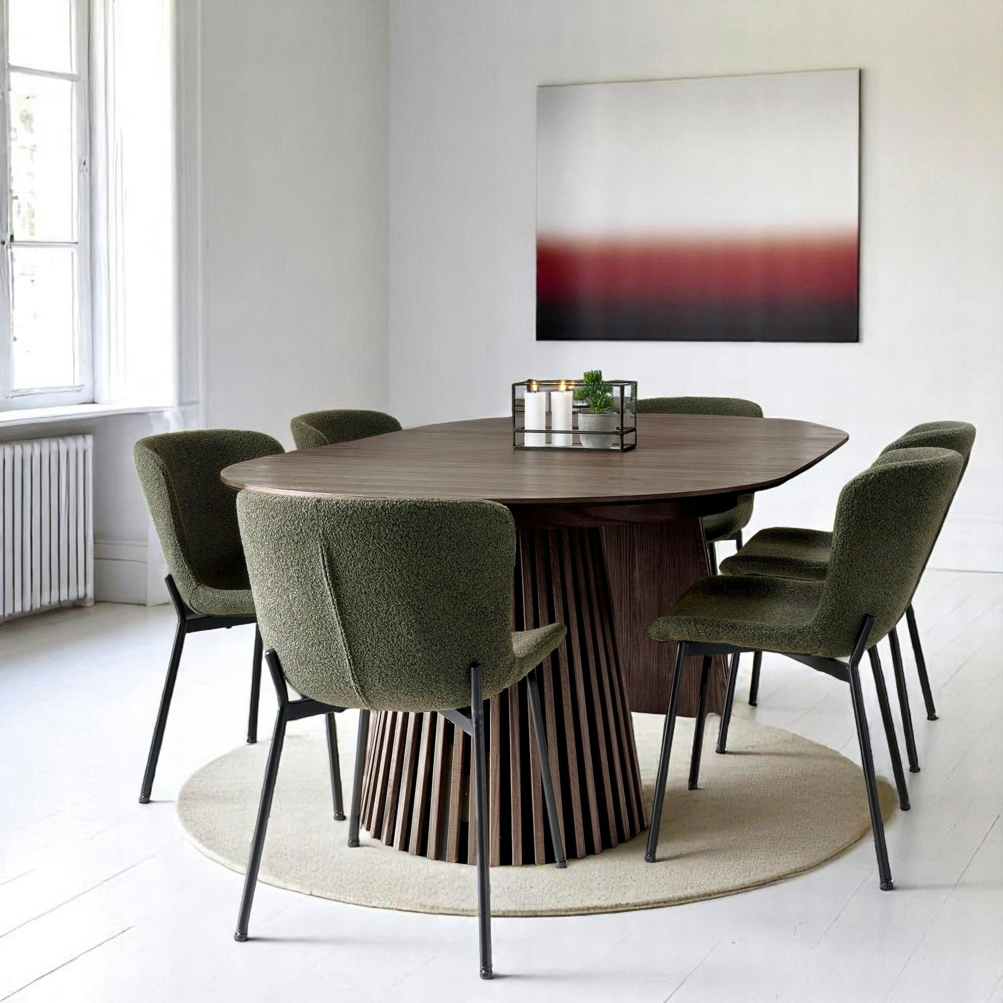Table ronde extensible en chêne brun avec piètement baguette (3 rallonges incluses) ø120 cm /160 cm / 200 cm / 240 cm AMSTERDAM