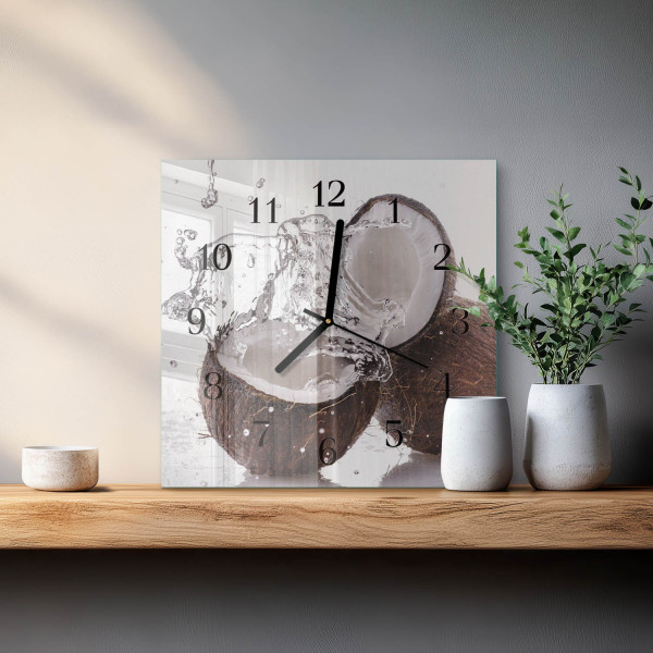 Cichy zegar 30x30 Kokosy ozdobny ścienny