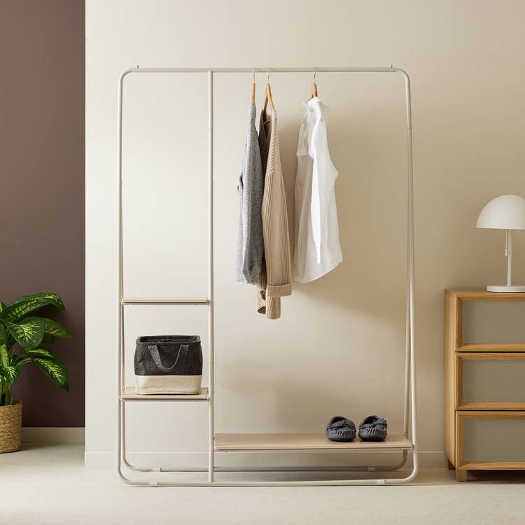 Habitat Cici Clothes Rail with Shelves - Grey