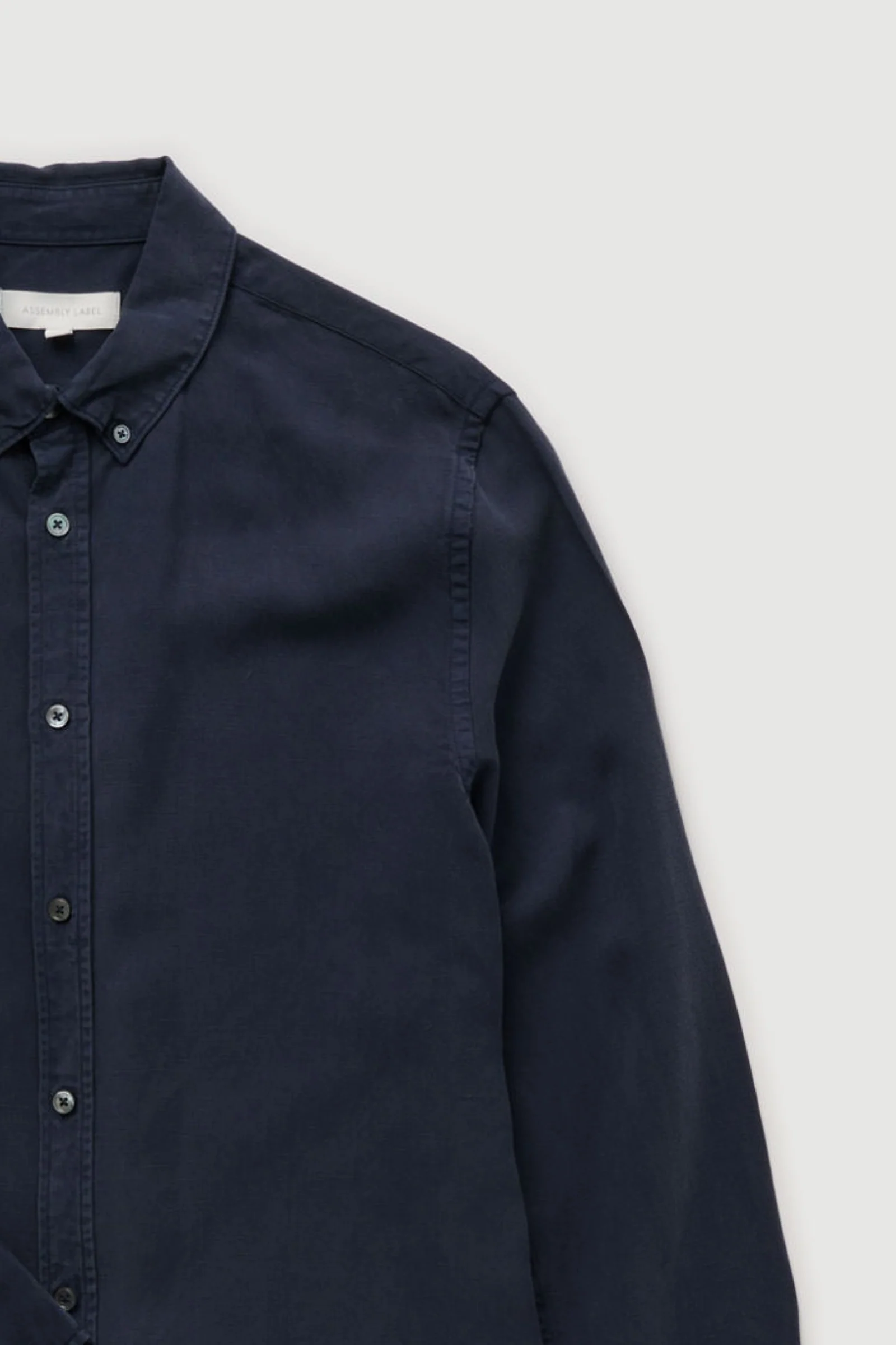 Re-Worn Mens Linen Blend Textured Long Sleeve Shirt