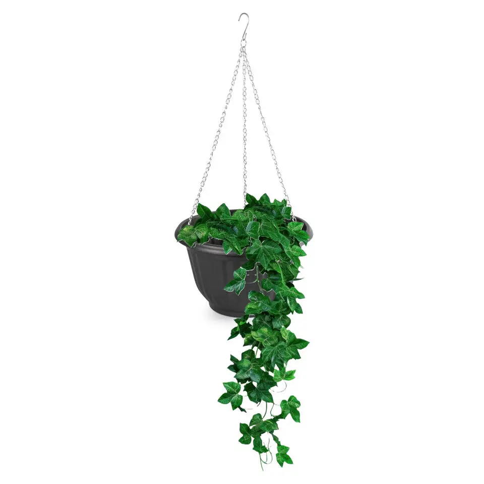 Plasticforte Plantenpot hangend - kunststof - antraciet - D25 cm