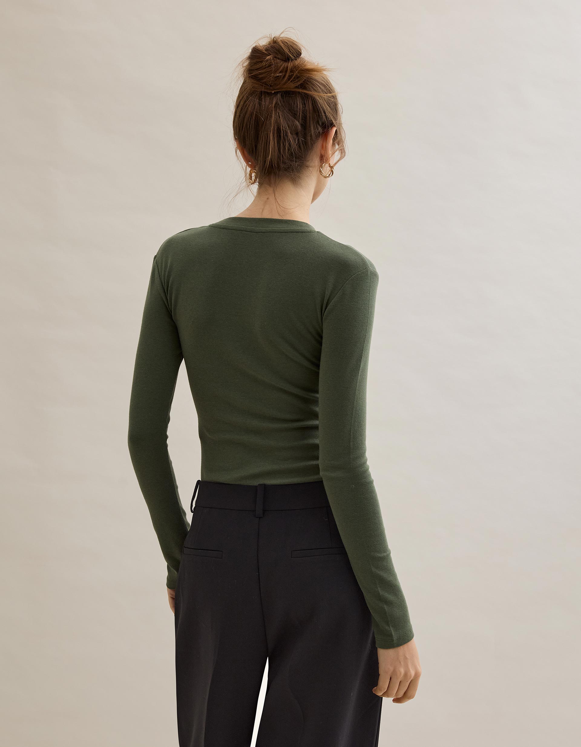 Body de Manga Comprida, Mulher, Verde Escuro