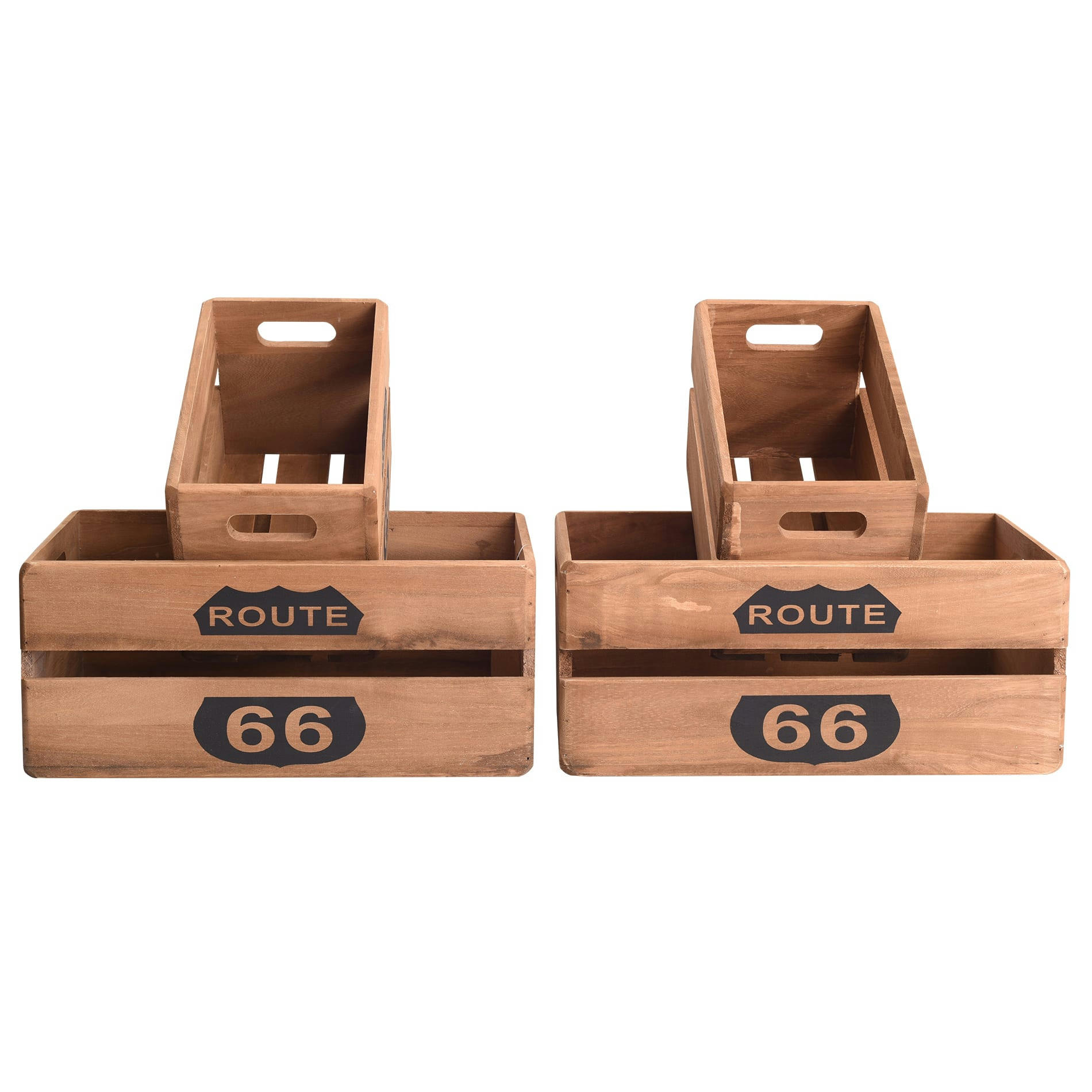 NATURAL - Lot de 4 paniers de rangement en bois de paulownia bruns