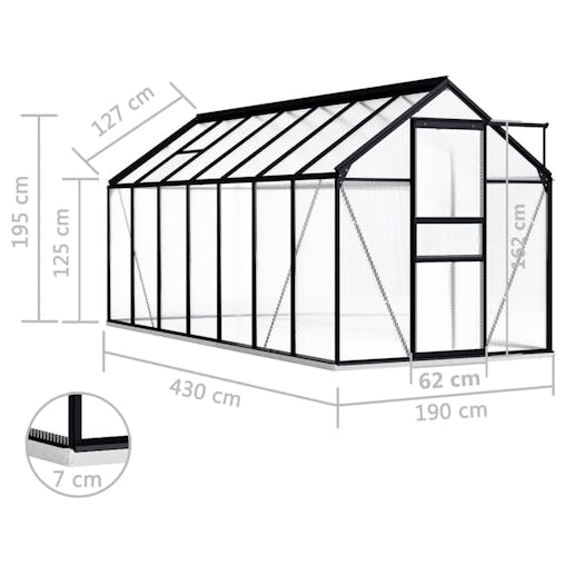 NNEVL Greenhouse with Base Frame Anthracite Aluminium 8.17 m&sup2;