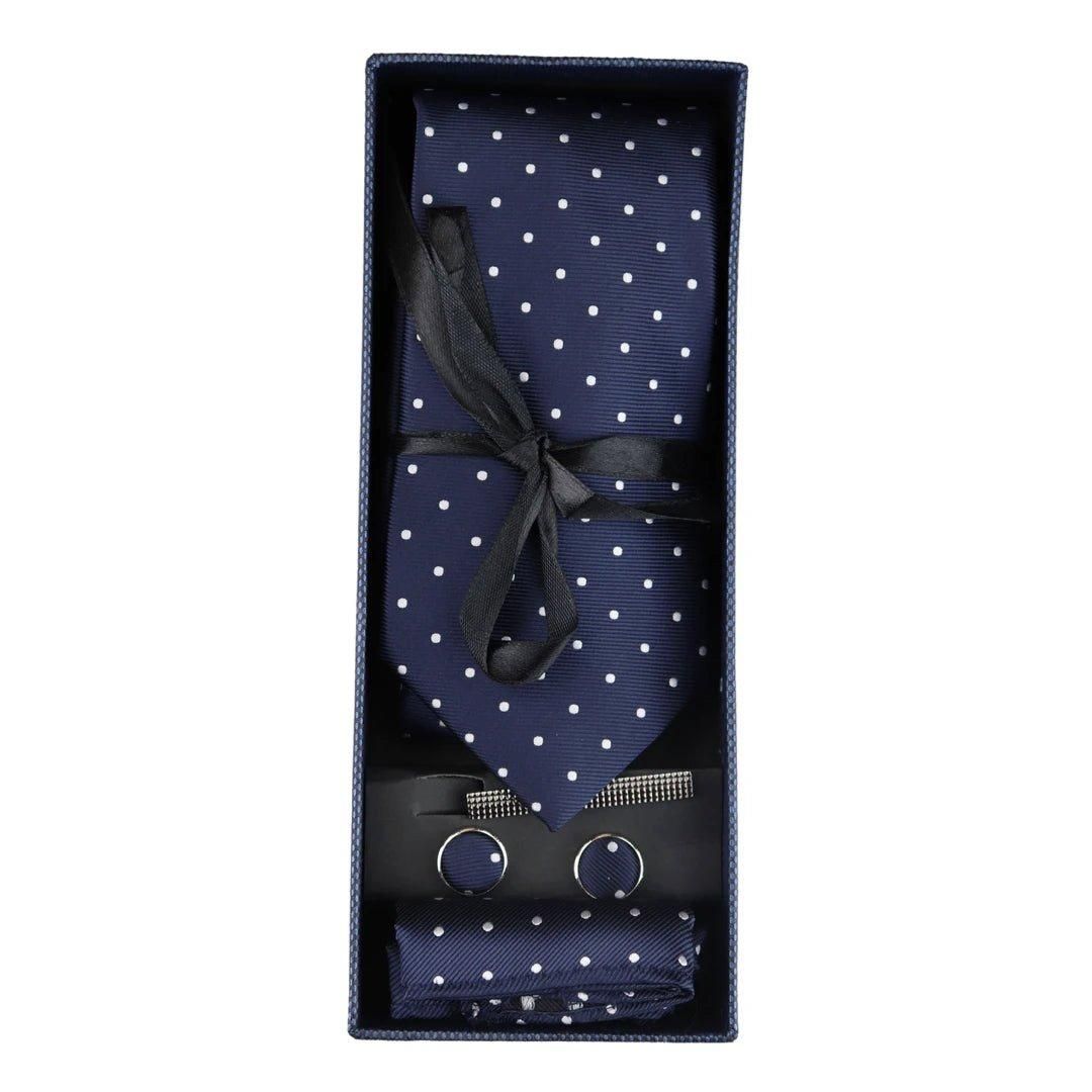Paul Andrew Polka Dot Tie Pocket Square Cufflinks Clip Set
