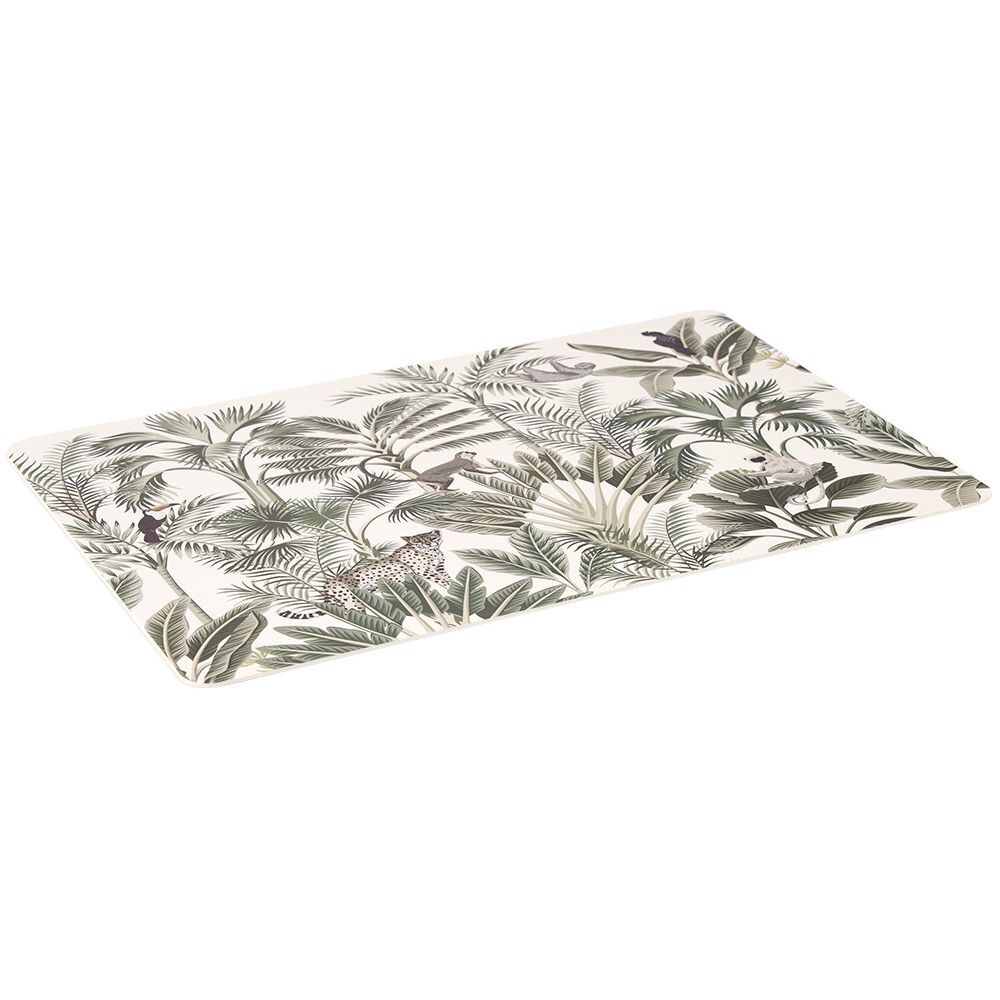 Set de table rectangulaire plastique jungle blanc et vert