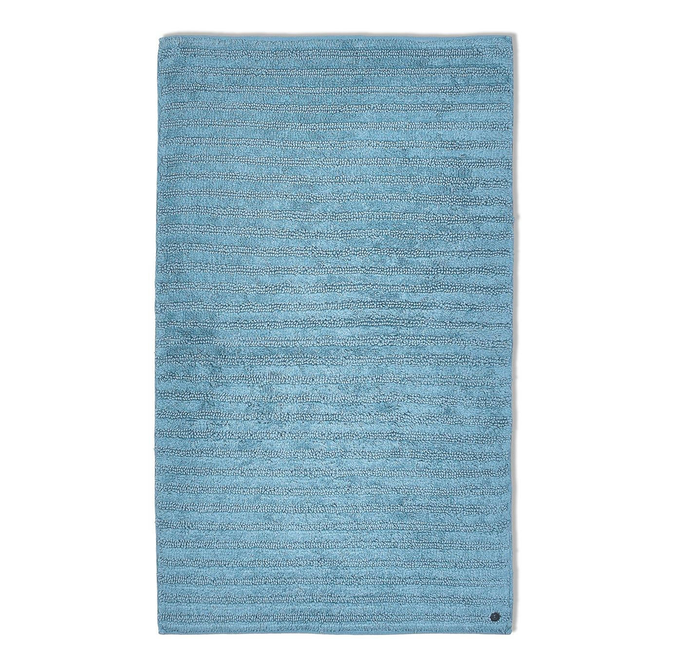 COTTON STRIPES - Tapis de bain structure fait à la main Bleu 70x120
