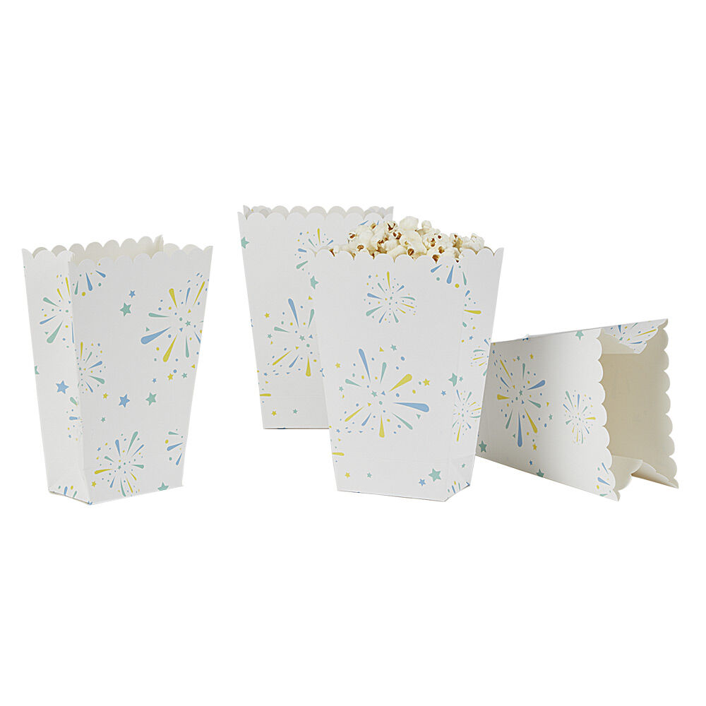BoÎte à bonbons ou pop corn motif feux d'artifice x 4