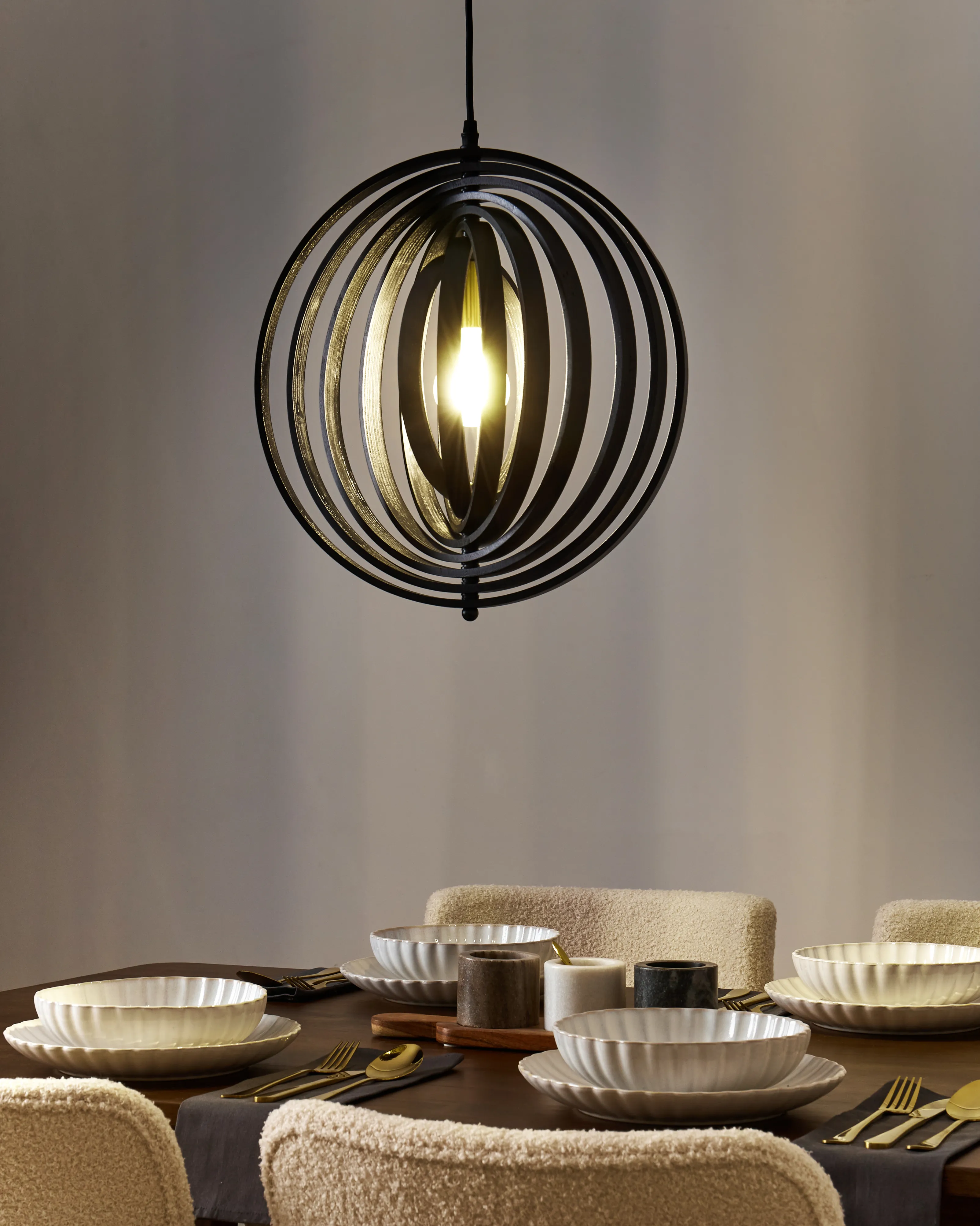 Pendant Lamp MURRELL Poplar Wood Black