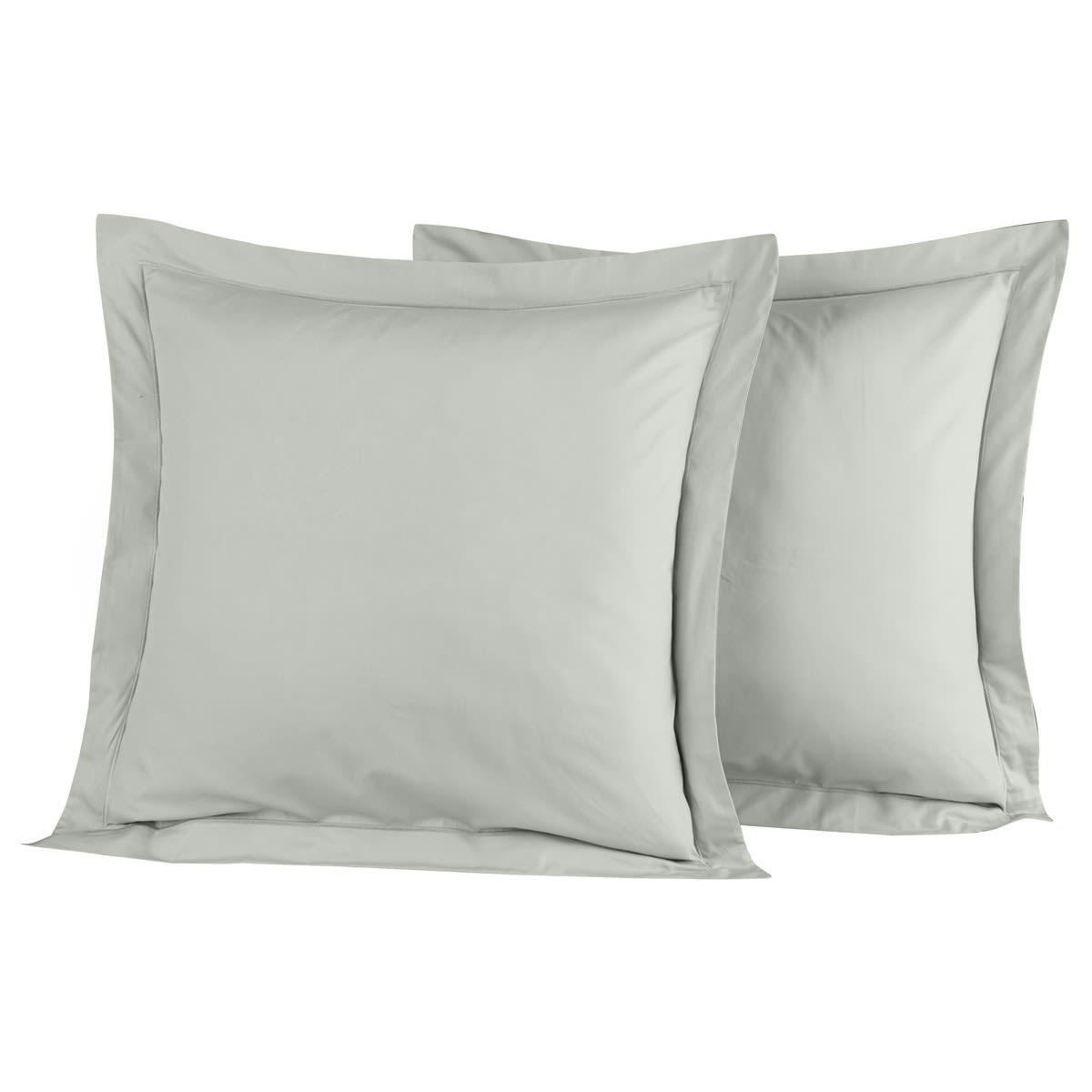 SOFT PERCALE - Lot de 2 taies d'oreiller en percale de coton gris perle 65x65 cm