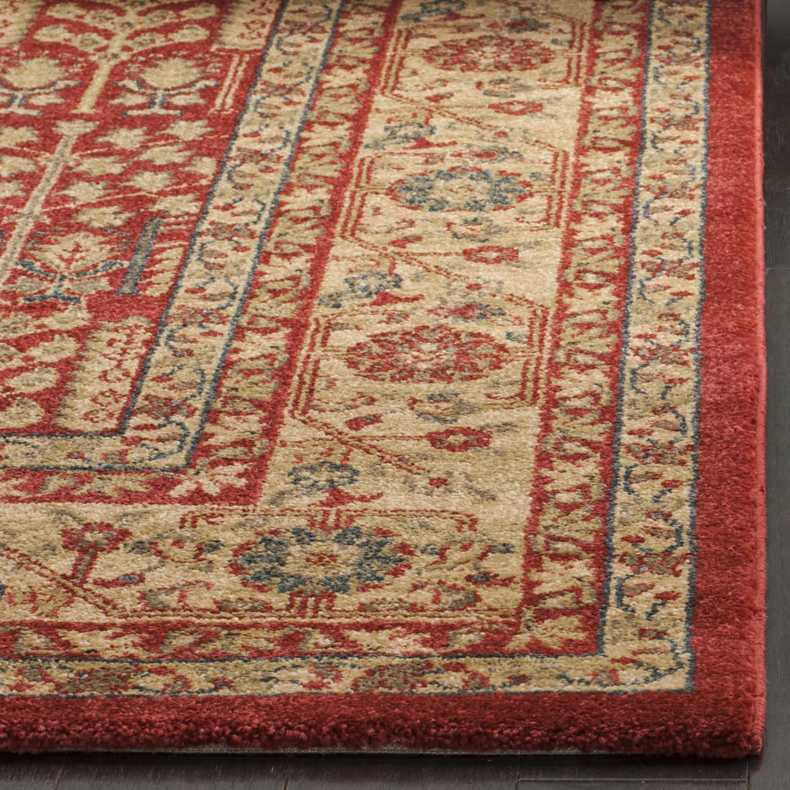 MAHAL - Tapis de salon interieur en rouge & naturel, 122 x 170 cm