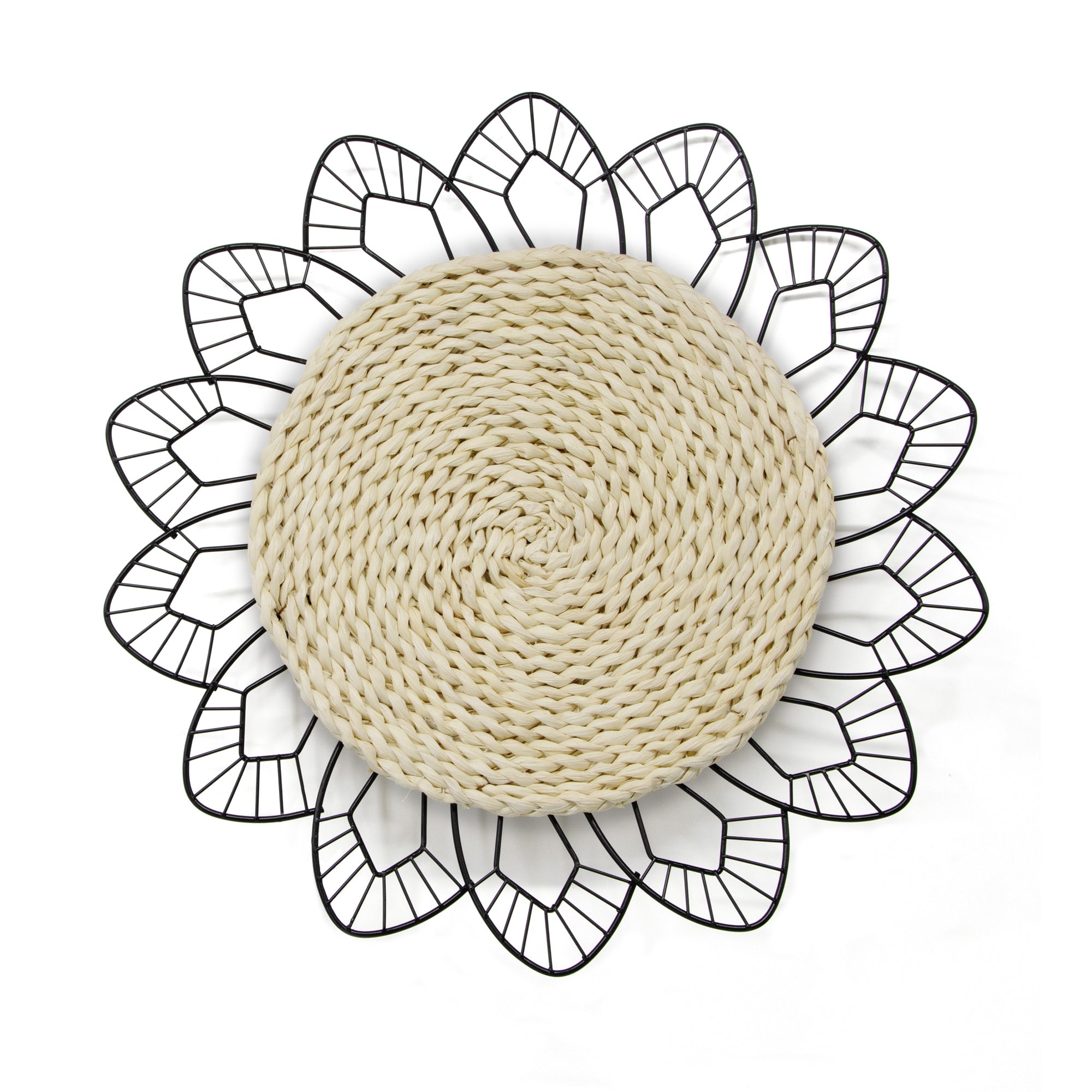 Art for the Home Metal Art - Bloem met rotan - diameter 47cm