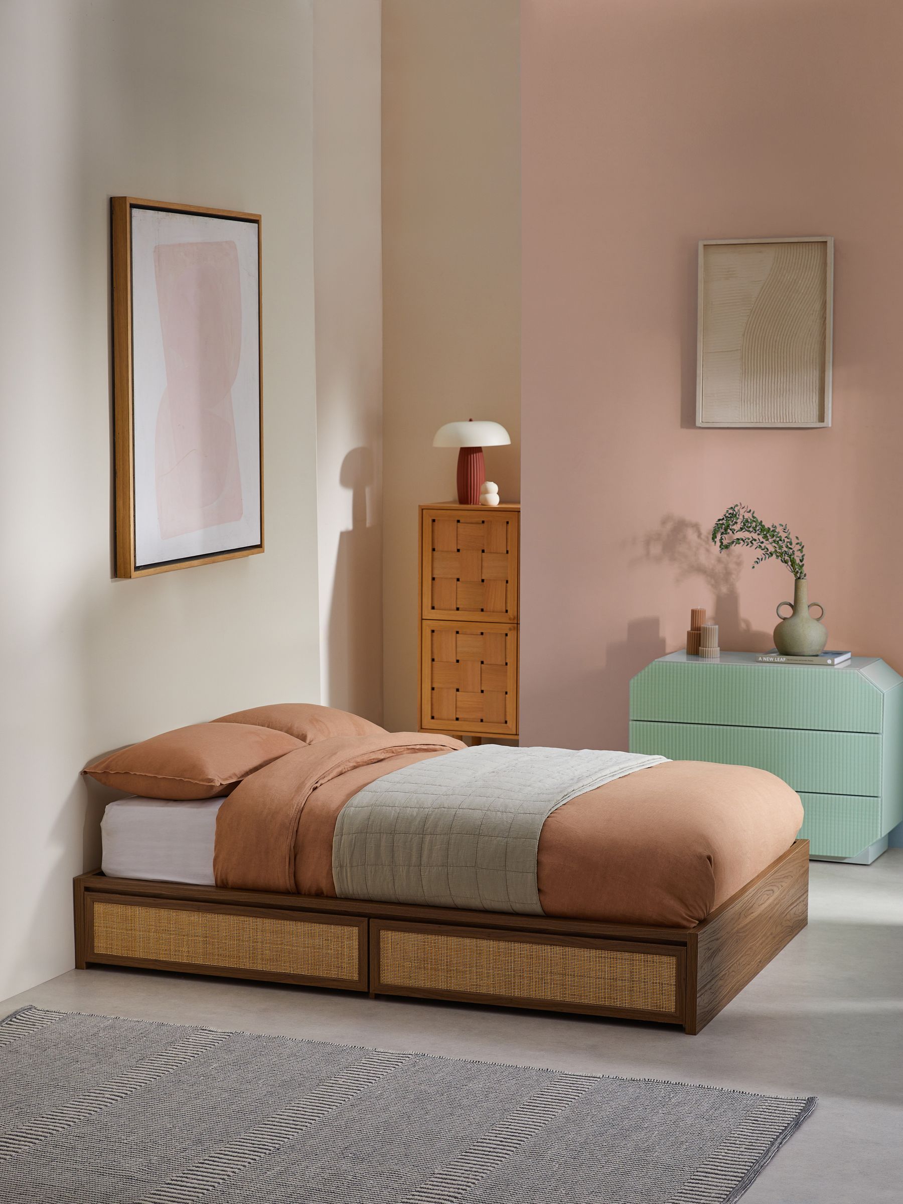 Pavia Rattan Storage Bed in Dark Oak Effect